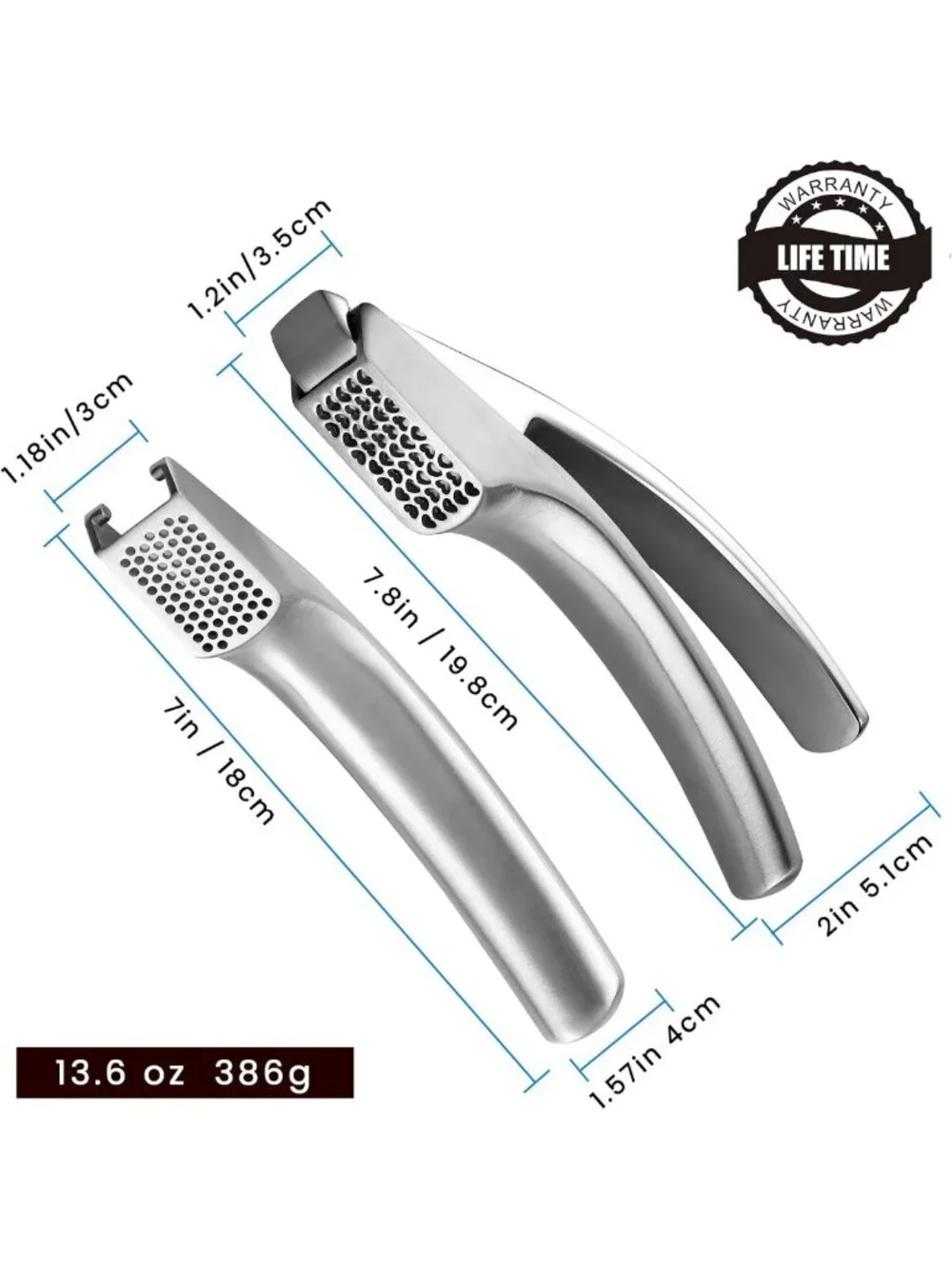 Easy Garlic Press - No Peel Needed, Fine & Coarse Options, Lifetime Replacement